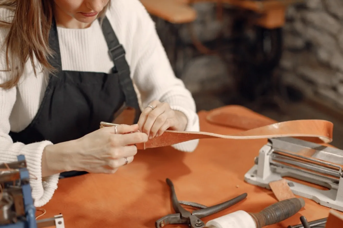Footwear being handcrafted in a European workshop